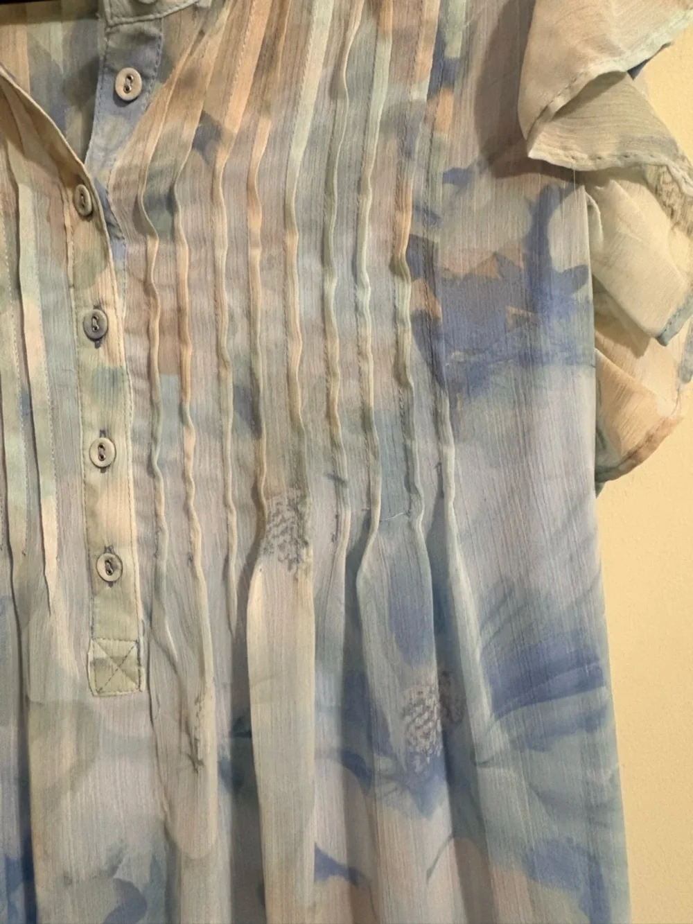 Calvin‎ Klein Women's Sheer Flutter-Sleeve Shift Dress SZ 12 Serene Multi floral